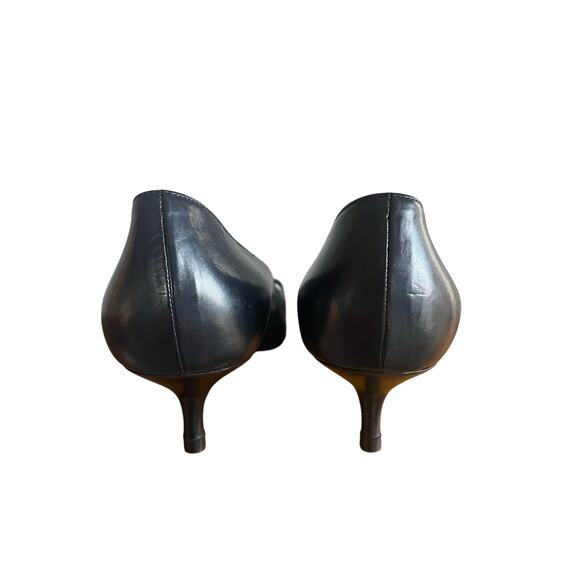 Sigerson Morrison Black Leather Kitten Heel Cutout Pumps Size 7 - Picture 7 of 10